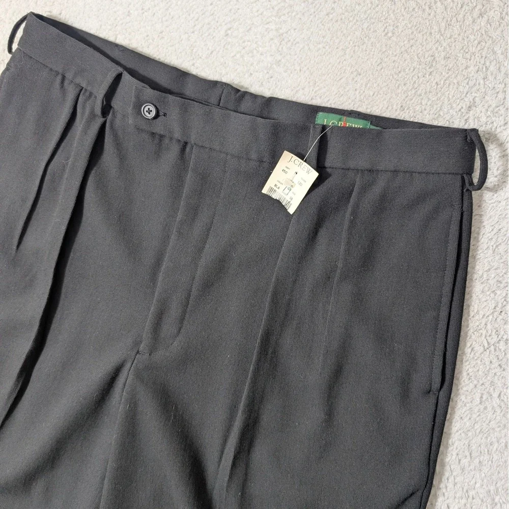 VTG NEW! J Crew Oarsman Pants Mens 36/38 Black Wool Cotton Blend Pleated 26705